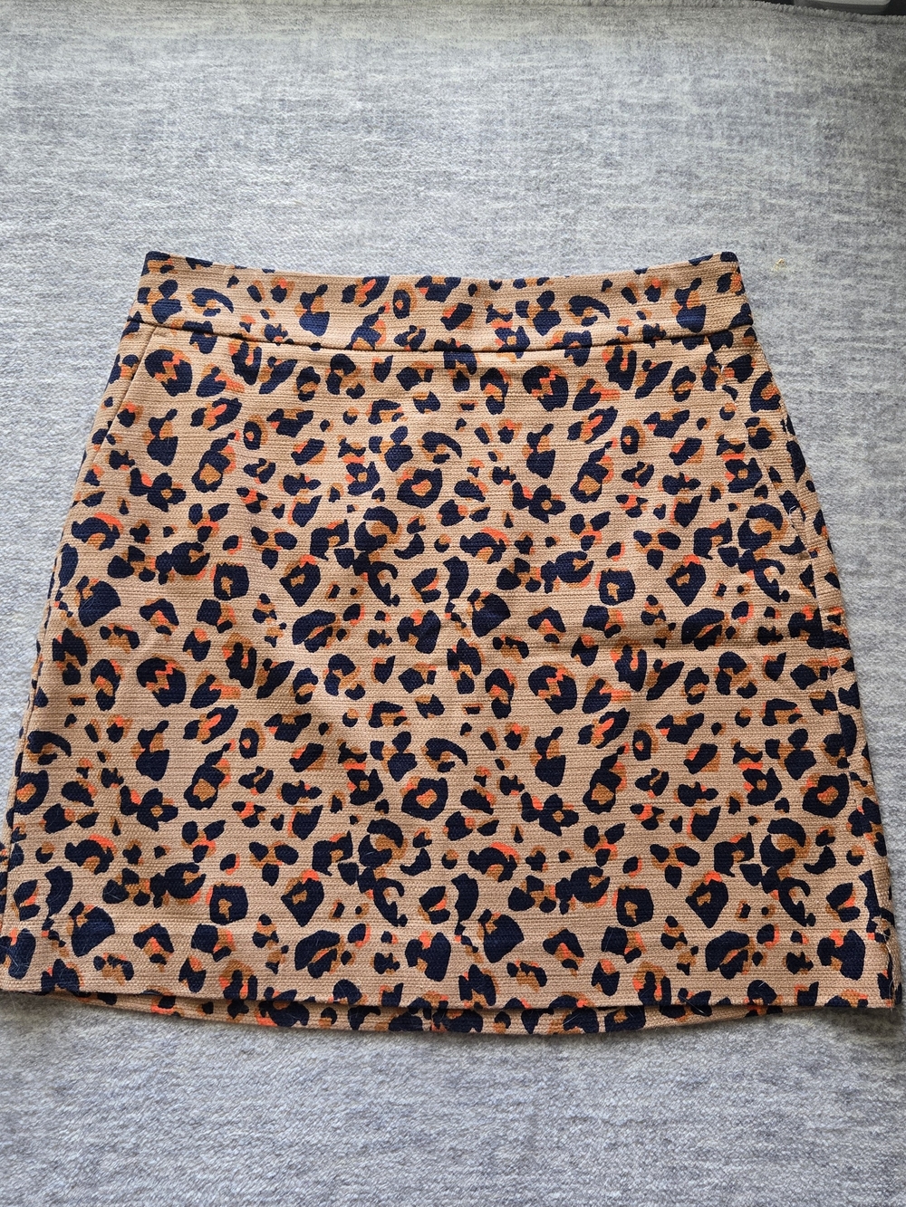 LOFT Leopard Print Mini Skirt in Tan, Black and Orange
